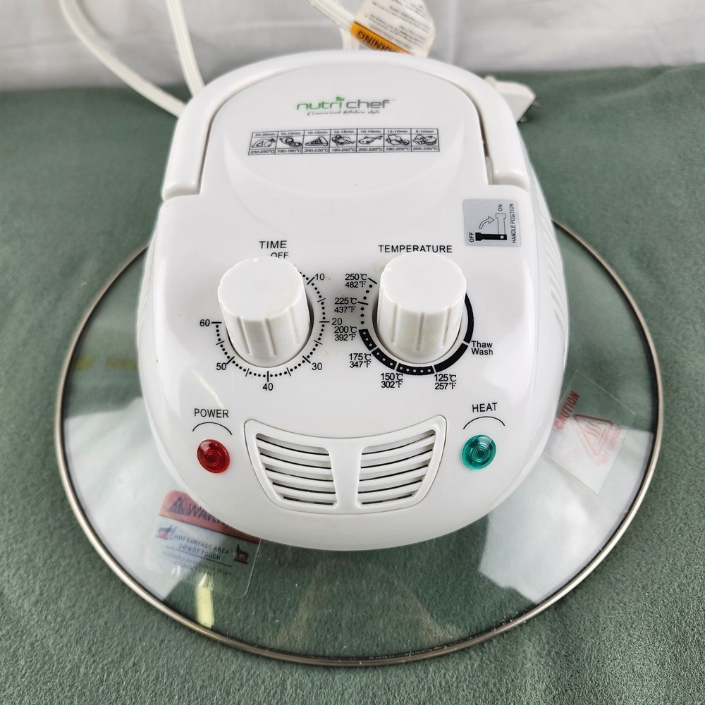 NutriChef PKAIRFR48 Infrared Air Fryer Lid and Power Cord White Tested Works